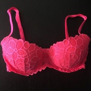 PINK Scalloped Lace Balcony Bra Pink